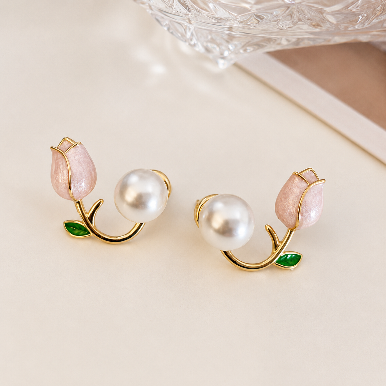 Blushing Tulip Pearl Studs