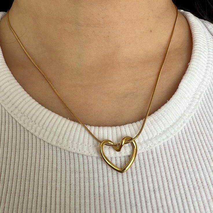 Gold Hollow Heart Pendant - Anti tarnish