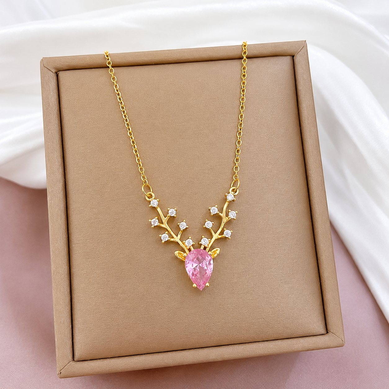 Crystal Reindeer Antler Necklace - Anti tarnish