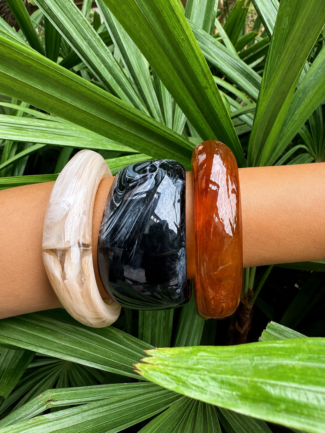Black Resin Marble Glossy Bangle