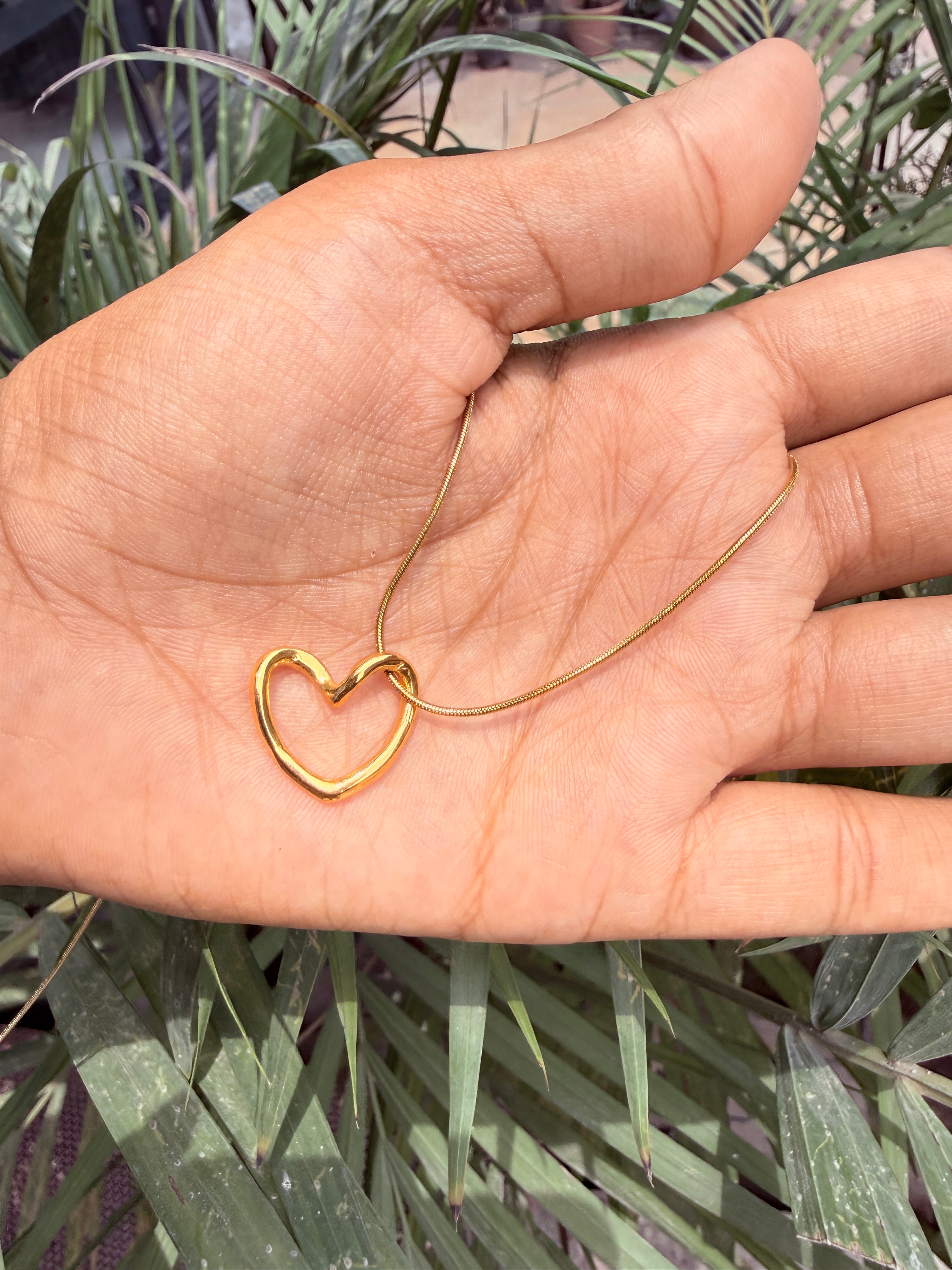 Gold Hollow Heart Pendant - Anti tarnish