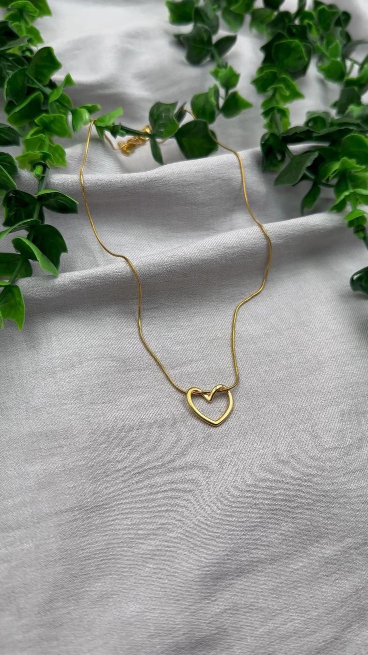 Gold Hollow Heart Pendant - Anti tarnish
