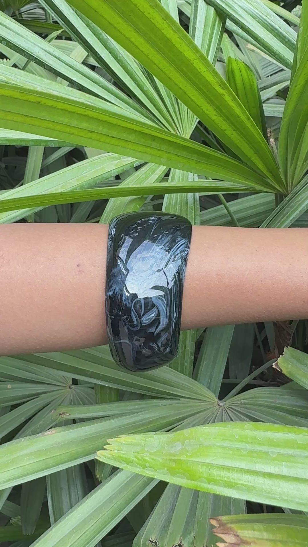 Black Resin Marble Glossy Bangle