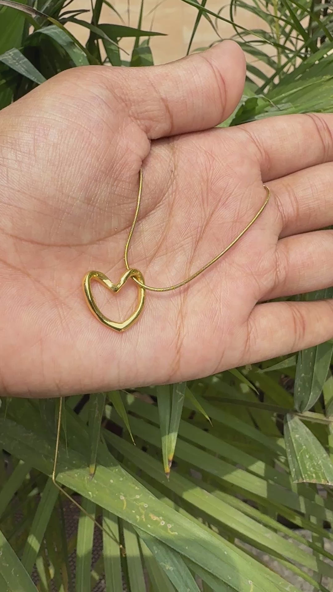 Gold Hollow Heart Pendant - Anti tarnish