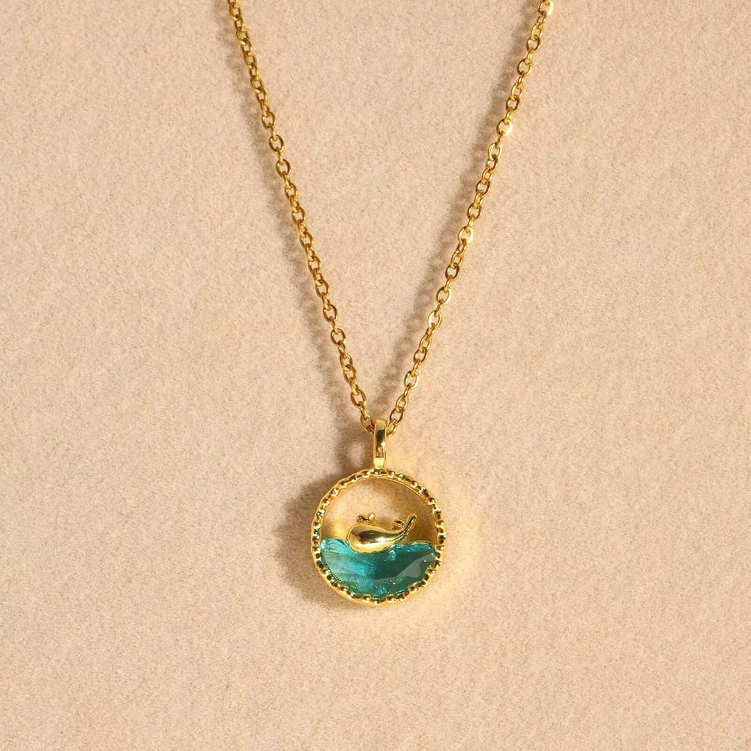 Blue Crystal Whale Ocean Necklace - Anti tarnish